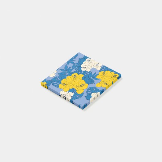 Hibiskus Blume und Blätter Post-it Klebezettel (angewinkelt)