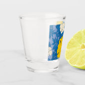 Hibiskus Blume und Blätter Schnapsglas (Links)