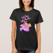 Hibiskus Blume und farbenfrohe Schmetterlinge Abst T-Shirt (Vorderseite)