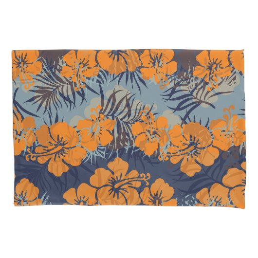 Hibiskus-Blume: Vintages Blumenmuster Kissenbezug (Vorderseite)