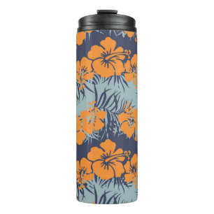 Hibiskus-Blume: Vintages Blumenmuster Thermosbecher
