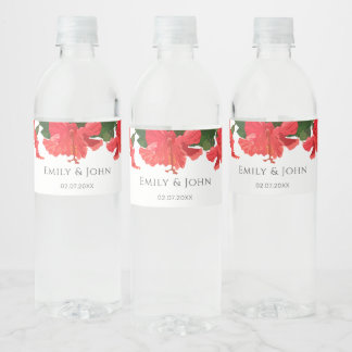 Hibiskus Blume Wasser Flasche Etikett
