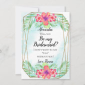 Hibiskus Blume Watercolor Beach Seien Sie meine Br Einladung (Vorderseite)