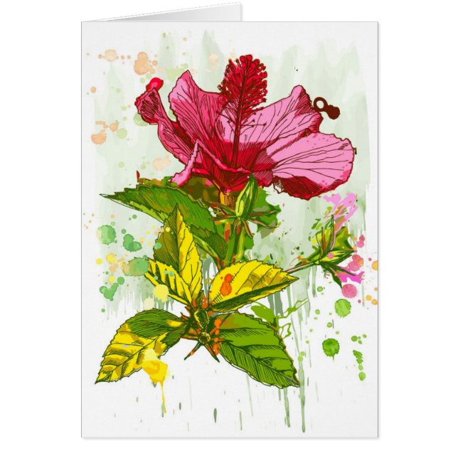Hibiskus-Blume - Watercolorfarbe (Vorne)
