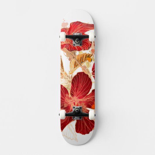 Hibiskus-Blume - Watercolorfarbe 2 Skateboard (Vorderseite)