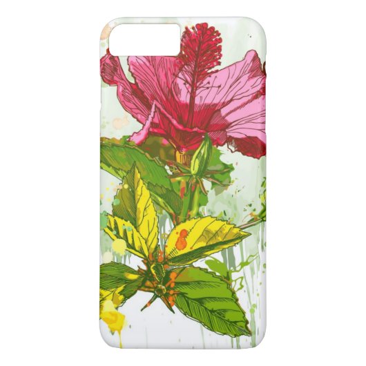 Hibiskus-Blume - Watercolorfarbe Case-Mate iPhone Hülle (Rückseite)