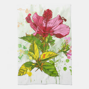Hibiskus-Blume - Watercolorfarbe Handtuch