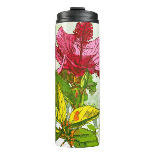 Hibiskus-Blume - Watercolorfarbe Thermosbecher