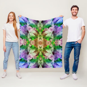 Hibiskus-Blumen-Abstraktes-Distressed-Muster   Fleecedecke
