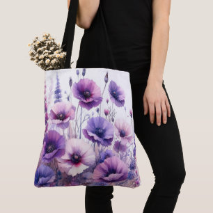 Hibiskus-Blumen-Lila-Blumen-Tasche Tasche