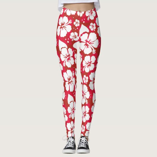 Hibiskus-Blumen-Muster Leggings (Vorderseite)