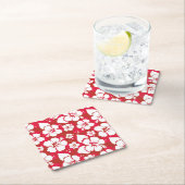 Hibiskus-Blumen-Muster Rechteckiger Pappuntersetzer (Vor Ort)