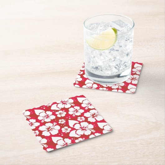 Hibiskus-Blumen-Muster Rechteckiger Pappuntersetzer (Vor Ort)