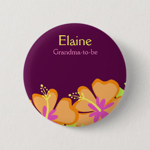 HIBISKUS-BLUMEN-NAMEN-UMBAU personalisierter Knopf Button