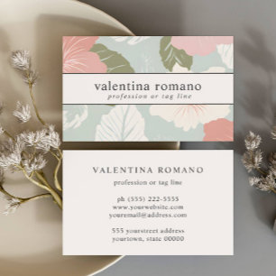 Hibiskus Blumen Rosa blauer Salbei weiß elegant Visitenkarte