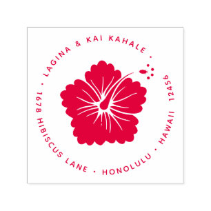 Hibiskus-Blumen-Rücksendeadresse Hawaii tropisch Permastempel