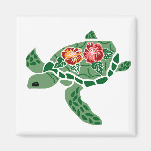 Hibiskus-Blumen-Seeschildkrötemagnet Magnet