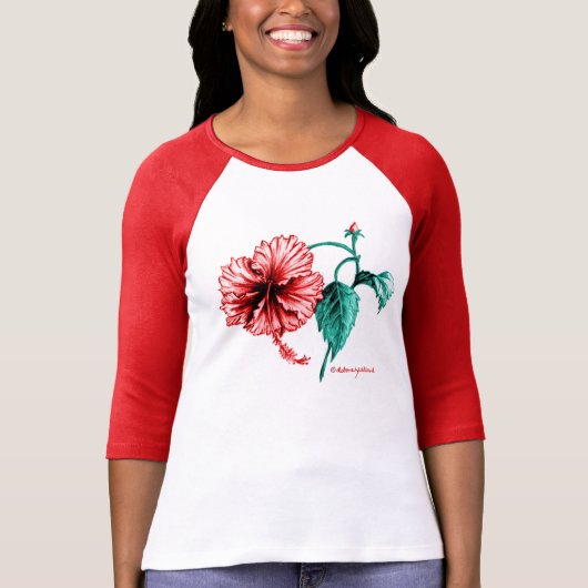 Hibiskus-Blumen-T-Shirt T-Shirt (Vorderseite)