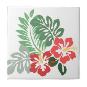 Hibiskus-Blumen w/Greens; Style2: Rechte Fliese (Vorderseite)