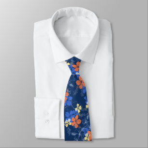 Hibiskus-Blumenmuster mit beidseitigem Druck 'Midn Krawatte