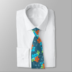 Hibiskus-Blumenmuster mit beidseitigem Druck 'Midn Krawatte