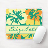 Hibiskus-Blumenmuster-Monogramm Mousepad (Mit Mouse)