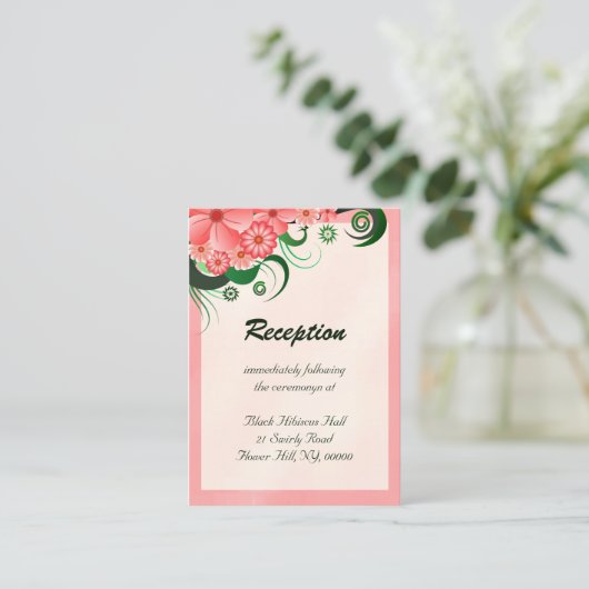 Hibiskus Blumenrosa Empfang Einschließungskarten Begleitkarte (Stehend Vorderseite)