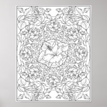 Hibiskus-Blüten-Mandala für Erwachsene zum Ausmale