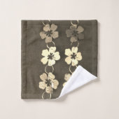 Hibiskus Brown Floral Badhandtuch Set (Waschlappen)