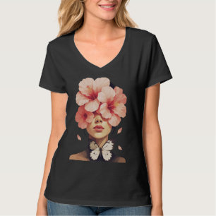 Hibiskus & Butterfly - Moderne botanische Blumenpr T-Shirt