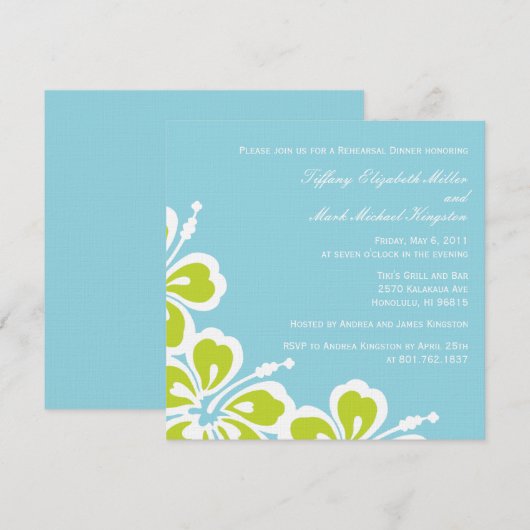 Hibiskus Delight Dusche/Probe Dinner Einladung (Vorne/Hinten)