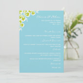 Hibiskus Delight Wedding Menu Card - Sky Blue Blue Menükarte (Stehend Vorderseite)