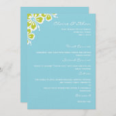 Hibiskus Delight Wedding Menu Card - Sky Blue Blue Menükarte (Vorne/Hinten)