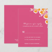 Hibiskus Delight Wedding RSVP Card - Azalea - Karte (Vorne/Hinten)