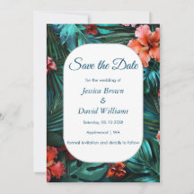 Hibiskus Dream Tropical Wedding Save the Date Card