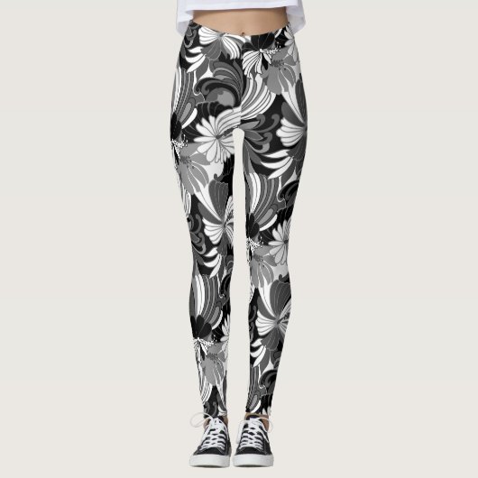 Hibiskus-Dschungel-hawaiisches tropisches Leggings (Vorderseite)