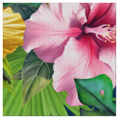 Hibiskus-Dschungel-Nahtlosmuster Stoff (Nahaufnahme)
