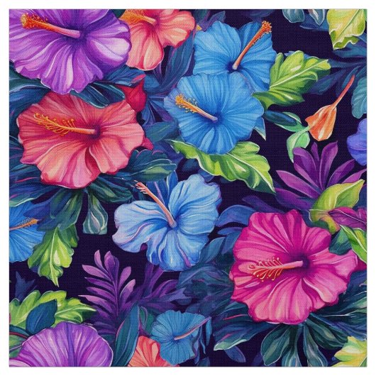 Hibiskus (dunkel IV) Stoff (Muster)