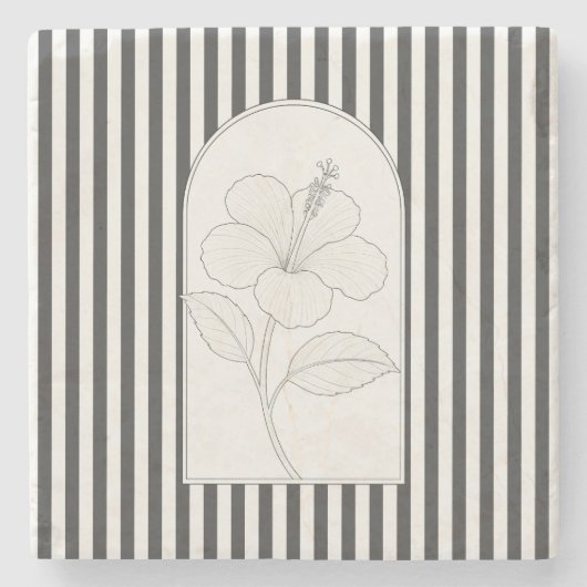 Hibiskus Elegante Blume Botanisch Steinuntersetzer (Vorderseite)