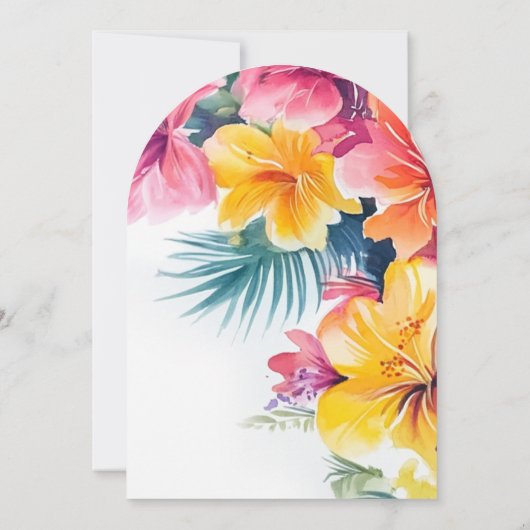 Hibiskus Elegante Tropische Hochzeit in Urlaubsort Einladung (Rückseite)