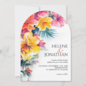 Hibiskus Elegante Tropische Hochzeit in Urlaubsort Einladung (Vorderseite)