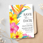 Hibiskus Elegante Tropische Hochzeit in Urlaubsort Save The Date