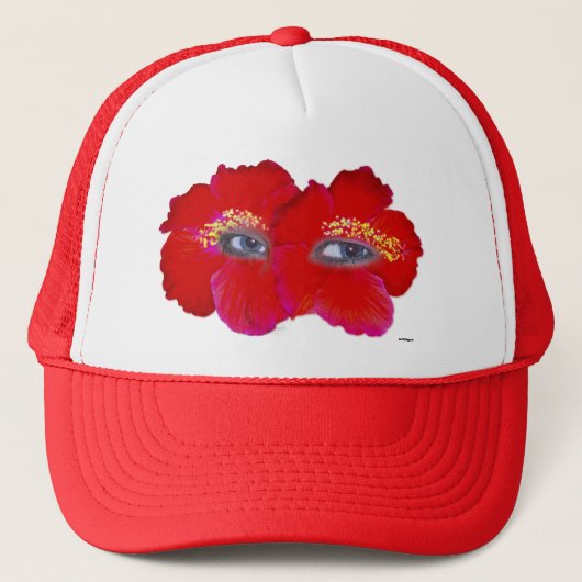 Hibiskus Face - Red Truckerkappe (Vorderseite)