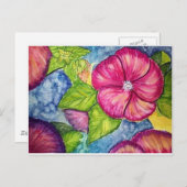 Hibiskus Fantasy Watercolor Postkarte (Vorne/Hinten)