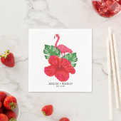 Hibiskus & Flamingo Tropical Wedding Paper Napkins Serviette (Beispiel)