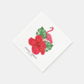 Hibiskus & Flamingo Tropical Wedding Paper Napkins Serviette (Ecke)