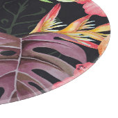 Hibiskus, Flamingos, tropisches Watercolor-Muster. Schneidebrett (Ecke)