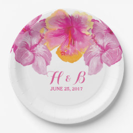 Hibiskus Floral Hochzeitspapier-Teller Pappteller