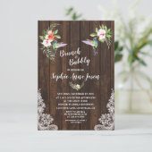 Hibiskus Floral Hummingbird Brunch und Bubbly Einladung (Stehend Vorderseite)