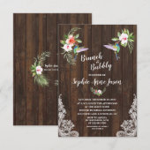 Hibiskus Floral Hummingbird Brunch und Bubbly Einladung (Vorne/Hinten)